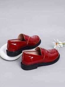 Girls' Fashionable School-Style Leather Shoes For Spring And Autumn - Burgundy - View 5