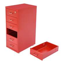 YUNRUX Vertical Metal Filing Cabinet With 6 Drawers And Lock For Home Office 11*16*27in - 紅色 - 查看 8