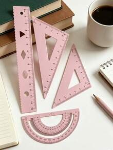 Multifunctional Geometric Ruler Set, Protractor, Triangle Ruler, Straight Ruler, Manual Measurement And Drawing Tools With Storage Box, 4 Colors Available: Pink, Mint Green, Light Blue, Taro Purple, For School, Woodworking, DIY, Teacher Gifts, Back To School Season - Multicolor - View 6