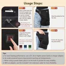 Hailicare Heated Red Light Hip Wrap With 3 Temperature Levels 45℃/55℃/65℃, USB Powered Heating Pad For Hip Thigh Buttock, Adjustable Strap Home Office Relax Heating Support - Black - View 9