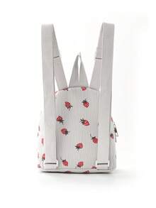 1pc Mini Cute Solid Color Corduroy Backpack, Suitable For Girls, Travel, Vacation, Holiday Gift - Beige - View 5