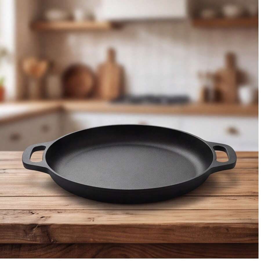 Cast Iron Skillet, Pre-Seasoned, Multi-Functional, Non-Stick, Perfect For Pizza Lovers, Home Kitchen, Outdoor Cooking, Durable, Even Heating, Versatile, Compatible With All Stovetops, Ideal For Home Kitchen And Outdoor Cooking - Black - View 1