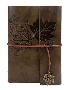 Unisex Diary Notebook, Brown Leather Sketchbook Classic Spiral Bound Notebook, Unlined Kraft Paper Refillable Journal Travel Diary, Suitable For Writing Ideal Gift (Leaf) - Multicolor - View 11