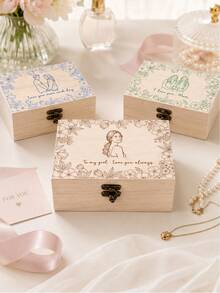 Custom Couple Wooden Keepsake Box, Romantic Personalized Jewelry Storage, Customized Photo And Text Case, Customizable Ppicture Anniversary Gift - Style a - View 4