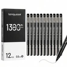Languo 12/6/3pcs Black/Red Ink Gel Pens, Ballpoint Pens, ST High Precision Tip (0.5mm), 2 Colors Available, Handwriting Gel Pens, Eyeliner Pens, Perfect For Vibrant Colorful Writing And Sketching, Smooth Writing, For Drawing, Highlighting, Note-Taking, Manual Making, Office Use - Multicolor - View 1