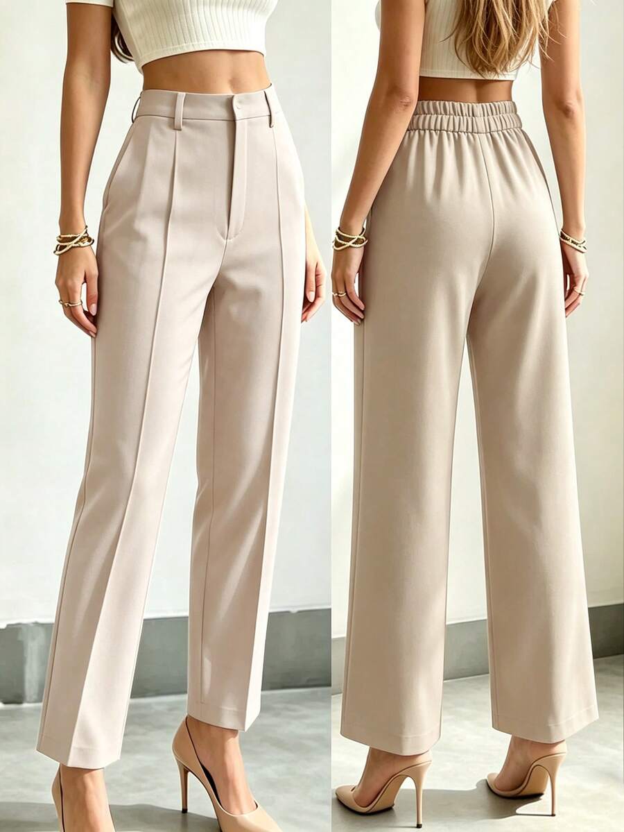 Women's Wide Leg Business Straight Pants, Elegant And Versatile Office Wear