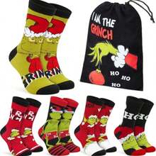 The Grinch 1 Pasang Kaos Kaki Natal; Perlengkapan Kostum Kreatif Kartun, Perlengkapan Foto, Hadiah Natal; Hadiah Pesta - MultiWarna - View 6