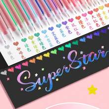 Glitter Gel Pens, Fluorescent Marker Pens For Students, Planner, Glittery Sparkly Quicksand Pearlescent Colorful Neutral Pens - Glitter Pen - View 5
