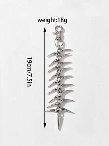 1pc High Street Dark Style Fishbone Denim Jeans Waist Chain, Hip Hop Punk Unisex Pants Chain - Silver - View 6