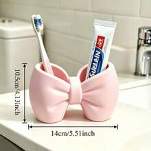 1pc Desktop Bowknot Toothbrush Holder Bathroom Sink Organizer Toothbrush & Toothpaste Rack Storage Stand Box - Multicolor - View 2