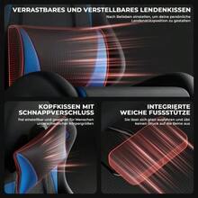 Ergonomic Gaming Chair With Lumbar Support And Headrest, Height-Adjustable Gamer Chair, PC Chair For Adults, Girls And Boys - 藍色 - 查看 7