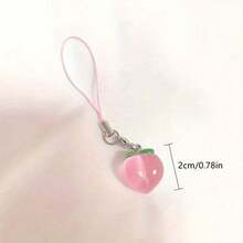 5 Pcs Cute Transparent Peach Phone Charm Strap, Mini Fruit Pendant For Earphone Case And Bag Decor - Multicolor - View 3