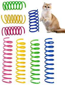 4pcs Multi-Color Cat Spring Toys, Interactive Bouncing Spring Rings, Colorful Plastic Spring Play Accessories, Suitable For Indoor Cats And Kittens, Encourage Exercise, Relieve Boredom, Random Colors, Ideal Pet Birthday Holiday Gift - Multicolor - View 8