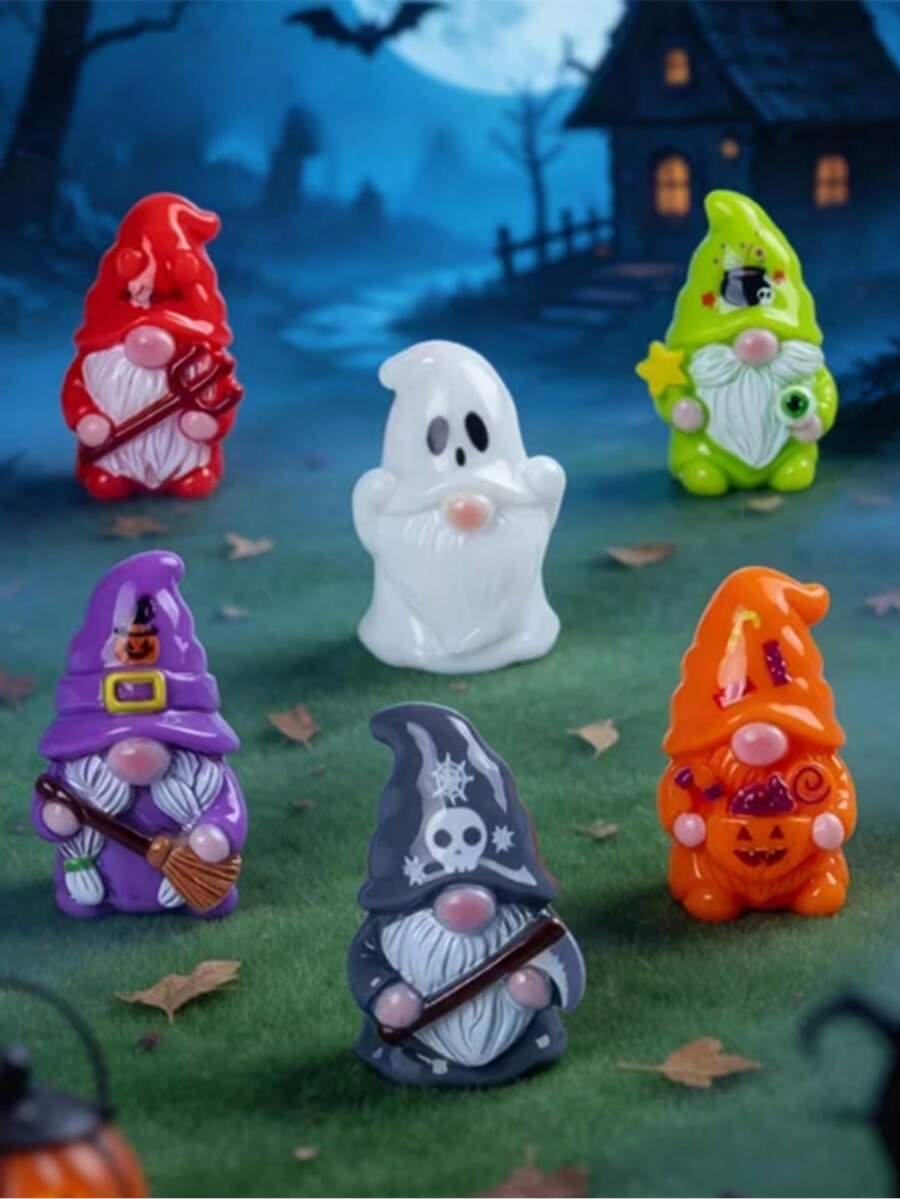30pcs Novel Horror Wizard Mini Figurines, Halloween Mini Gnome Resin Decorations, Suitable For Halloween Theme Garden, Potted Plants And Ground Decoration, Party Decor, Home Decor Statues, Outdoor Statues, Cute Garden Decor Accessories, Flower Pot Accessories, Halloween Decoration Gifts, Easter Gifts - A - View 1