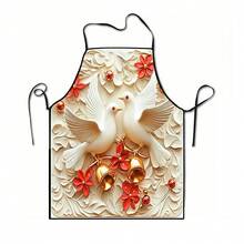 1pc Christmas Santa, Christmas Bell, Christmas Snowflake, Christmas Reindeer, Christmas Tree, Christmas Snowman, Christmas Penguin, Christmas Cartoon Animal Pattern Chef Apron, Apron, Suitable For Home Decor And Kitchen Use. Made Of 100% Polyester Material, Designed As Sleeveless Style, Perfect For Home Kitchen, Outdoor BBQ Cooking. This Printed Apron Is Unisex, Machine Washable And Reusable, An Essential Kitchen Item - Multicolor - View 12