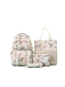 2026 Cute Colorblock Women's Backpack, Multi-Pocket Nylon Student Backpack, Girls Cute Laptop Backpack Set - Multicolor - View 12