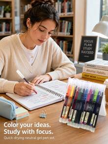 24pcs-Direct Liquid Type Colorful Rollerball Pens, Quick-Dry Fine Tip 0.5mm Neutral Ink Pens, Smooth Writing Without Smudging, Tr, First Day Of School - Multicolor - View 2