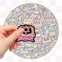 SCXXBSW 50 buah Stiker Alkitab Neon, Stiker Kartun Lucu untuk Keperluan DIY seperti Skateboard dan Ponsel - A - View 4