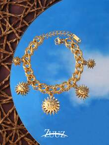 1pc Stainless Steel Sun Charm Bracelet For Women Fashion Simple 18K Gold Plated Multiple Charm Bracelets Jewelry - Bracelet - View 1