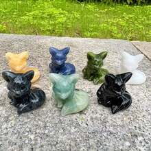 1pc Natural Crystal Ore Raw Stone Fox Figurine, Hand-Carved, Office Desk Healing Style Collectible, Adult Crystal Ore Collection Ornament (Not A Toy For Infants And Children) - Multicolor - View 2