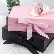Magnetic Folding Gift Box With Satin Ribbon, Luxury Flip Top Gift Box, Wedding Birthday Holiday Gift Packaging Box, Suitable For Cosmetics Jewelry Gifts - Multicolor - View 2