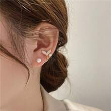 Exquisite Crystal Leaf Flower Stud Earrings For Women, Wedding Party Jewelry - Yellow Gold - View 2