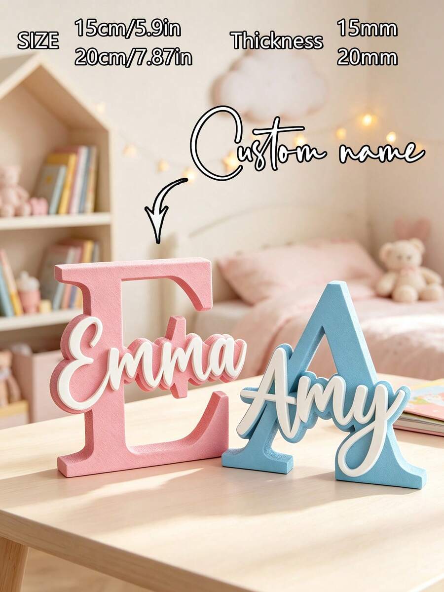 1pc Customized 3D Printed Nameplate Decor - Personalizable Name/Text/Initial, Suitable For Birthday, Wedding, Graduation Gifts, Can Be Used As Office, Home Desktop Decoration Customized Nameplate - Plastic Material, Also Can Be Used As Table Centerpiece, Back To School Gift