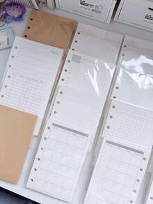 6 Hole A6 Refill Paper, Grid/Dotted/Lined Loose Leaf Planner Inserts, Minimalist Journal Refill Pages For 6 Ring Binder Notebook Budget Planner/Money Tracker Weekly Monthly To Do List A6 Refill Paper - A - View 2