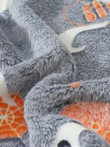 Women's Cute Halloween Ghost Glow-In-The-Dark Flannel Pajama Set, Fuzzy Vest + Shorts, UV Sensitive - Grey - View 8