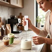 1pc Handheld Electric Frother, Portable Coffee Milk Foamer, 500mAh Battery Capacity, 3-Speed Adjustable, Equipped With Dust Cover, Suitable For Mixing Coffee, Matcha And Eggs - Multicolor - View 2