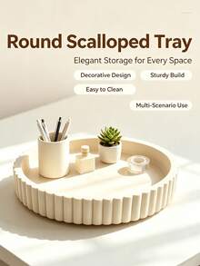 2/1 Round Tray Cosmetic Vanity Storage Tray, Bedroom/Room Decor, Bedroom Storage Tray, Living Room Storage Decor, Coffee Table Storage, Daily Storage Essential, Used For Daily Accessories And Decor Storage Tray, Home, Gift, Storage Essential - Multiple Styles - View 2
