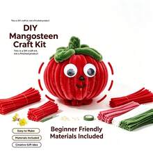 4套紅色山竹頂級手工毛絨鐵絲DIY套組,適合成人初學者,含逐步教學,手工神話生物手工藝套組,毛絨娃娃毛絨鐵絲,DIY可愛趣味家居裝飾,生日飾品-未完成 - Red Mangosteen - 查看 4