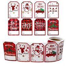 100pcs Christmas Gift Tags - Red Plaid Design With Holiday Messages Like Ho Ho Ho, Joy, Merry Christmas And Let It Snow - Multicolor - View 3