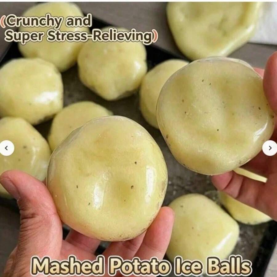 1pc Potato Mash Ice Cream Ball Handmade DIY Stress Relief Squeeze Toy, Popular Crunchy Sound