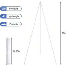 Foldable Metal Tripod Easel Stand, Floor Display Easel Holder For Wedding Welcome Sign, Wooden Signage, Bridal Shower Party Decor, Stable Collapsible Poster Display Rack For Indoor Outdoor Event Decor - White - View 2