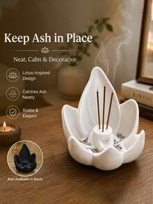 1pc Lotus Incense Holder, Creative Lotus Shaped Incense Burner, Helps Regulate Mood And Purify Air, Suitable For Living Room, Bedroom, Room, Desktop Decoration, Home Decor, Wedding, Essential Fragrance Tool For Yoga And Meditation Enthusiasts - Multiple Styles - View 4