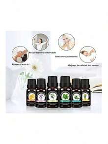 Kit De 6 Aceites Esenciales 100% Natural Para Difusor Y Spa - Perfume avanzado para difusor, humidificador y aromaterapia -Té, Menta, Lavanda, Eucalipto, Lemongrass, Naranja., usado para relajar y mejorar el estado de ánimo - Múltiples aromas - Ver 8