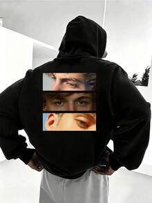هودي رجالي مخصص بنمط شخصي، تخصيص صور شخصية لعيد الهالوين/العودة إلى المدرسة/عيد الميلاد/عيد الحب، ارفع صورتك/صورة جماعية/صورة زوجين/أزواج/عائلة/صديق/حيوان أليف/صورة منظر طبيعي، هدية العطلات - الأسود - مشاهدة 3