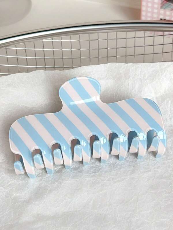 Sweet Striped Acrylic Hair Clip, High-End Texture Hair Accessory, Suitable For Women With Thick Hair, Versatile Daily Summer Hair Accessory