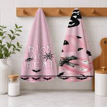 2/4/6pcs Halloween Themed Pattern Printed Kitchen Towels, Halloween, Can Be Used As Halloween Gifts, Halloween Decoration, Ultra-Fine Microfiber Soft High Absorbent Tea Towels, Dish Cloths, Cleaning Towels, Hand Towels, Suitable For Cooking, Baking, Wiping Cleaning And Kitchen Decoration, Kitchen Accessories, Daily Essential Supplies - Multicolor - View 4