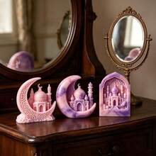 1pc House Resin Silicone Mold, Embossed Moon Castle Villa Shaped Candle Silicone Mold, Suitable For Aromatherapy Candles, Plaster Products, Cement Crafts, Epoxy Resin Drip Glue Decorations, Clay And Soap Molds, DIY Handmade Materials And Tools, Home Decor Ornaments. Various Holiday Gift Items. - Multicolor - View 4