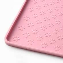 Alfombrilla de silicona con muchas huellas de patas para mascotas, perro y gato, impermeable para prevenir el desbordamiento de comida y agua - Rosa - Ver 12