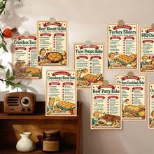 20pcs Vintage Baking Theme Recipe Postcards, Classic Food Recipe Wall Collage Set, Home Kitchen Decor Mini Posters, Retro American Baking Decorative Cards With Ingredients And Instructions - A - View 5