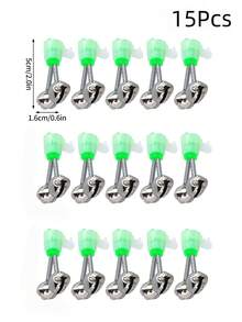 15Pcs Dual Bells Fishing Bite Alarm Clips, Plastic Fishing Rod Bite Alert Bells, Portable Fishing Tackle Accessories - Multicolor - View 13