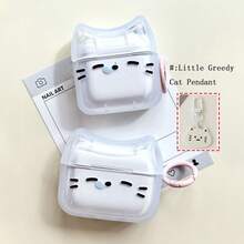 1pc Sleepy Cat Expression Earphone Protective Case Compatible With Apple 1/2, 4th Generation Protective Shell Pro/Pro2/3rd Generation Apple Wireless Bluetooth Earphone Protective Case Pro3 With Cute Cat Pendant - Multicolor - View 1