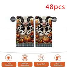 2/4/48pcs Autumn Series Small Flower & Cow Harvest Pattern Printed Kitchen Towels - Ultra Soft, Highly Absorbent Polyester Dish & Hand Towels, Perfect For Holiday Decor, Kitchen Decor, Party Decor. - Multicolor - View 15