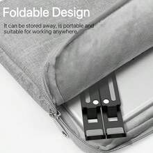 Soporte portátil para computadora portátil, nueva versión, ajustable, para escritorio, con soporte para teléfono, color blanco y negro. - En blanco y negro - Ver 10