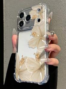 優雅扶桑花透明防刮手機殼，四角氣囊保護，極簡 INS 風格保護套，適用於 Apple 18 Pro Max/18 Pro/18/17 Pro Max/17 Pro/17/16 Pro Max/16 Pro/16/15 Pro Max/15 Pro/15/14 Pro Max/14 Pro/14/13 Pro Max/13 Pro/13/12 Pro Max/12 Pro/12/11 Pro Max/11 Pro/11/XS Max/XS/XR/X/8 Plus/8/7 Plus/7，生日禮物，開學禮物，日常必需品 - 彩色 - 查看 3