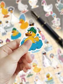 50pcs Bath Duck Stickers For Decorating Planner, Diary, Scrapbook, Notebook, Luggage, Guitar, Black & White Notebook, Tablet, Water Bottle, Phone, Christmas Gift Decoration - Multicolor - View 2