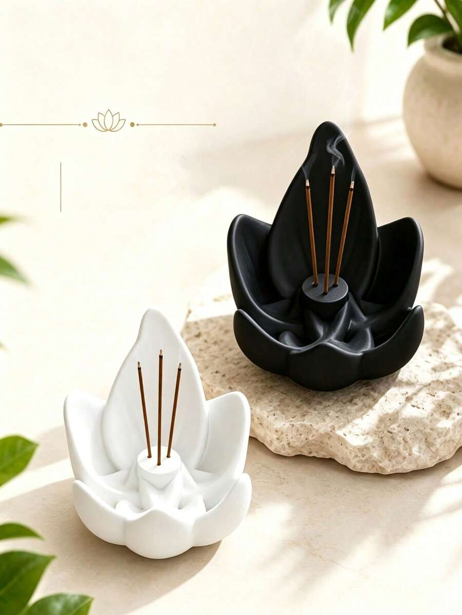 1pc Lotus Incense Holder, Creative Lotus Shaped Incense Burner, Helps Regulate Mood And Purify Air, Suitable For Living Room, Bedroom, Room, Desktop Decoration, Home Decor, Wedding, Essential Fragrance Tool For Yoga And Meditation Enthusiasts